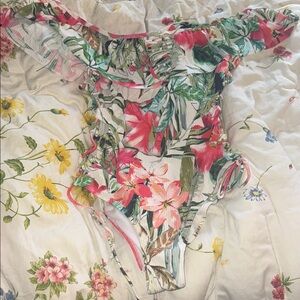 TiniBikini Floral One Piece - Pink and Green